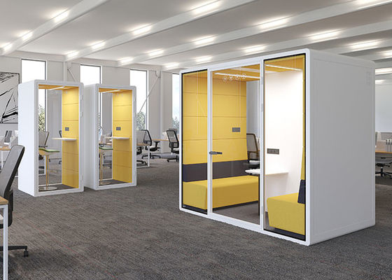Safe Silent Office Phone Booths Easy Assemble Sound Proof Glass Cabin