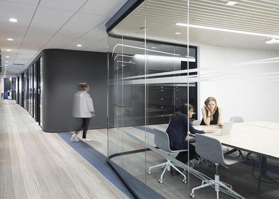 Clear Full Vew Office Glass Wall Systems Vertical Glass Demountable Partitions