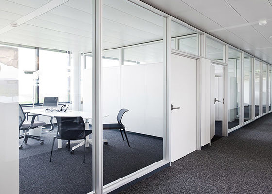 Hot selling partition wall frameless 90 series double glazed partition wall white color for meeting