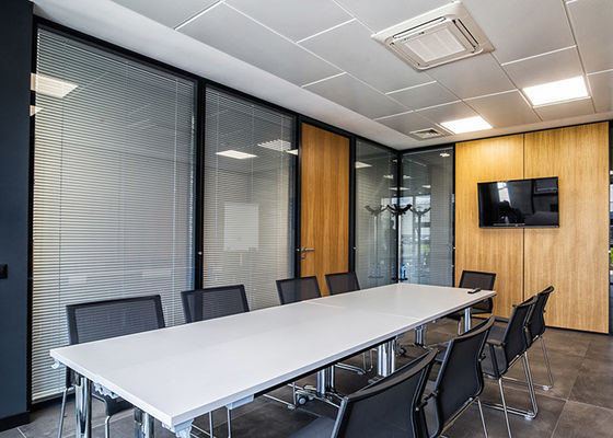 Glass Partition Wall Double Glass With Blinds Control Opaque Or Transparent Glass