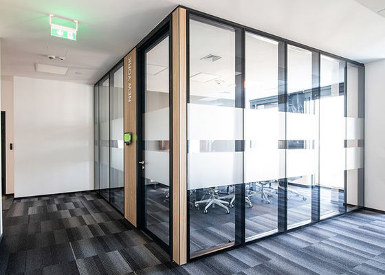 Sound Proof Double Glass Partition Wall System 12mm+12mm Hollow Space