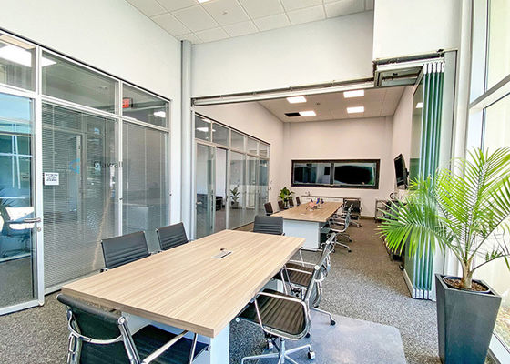 Sound Insulation Glass Partition Wall Flexible Folding Door Single Glass Full View Framed