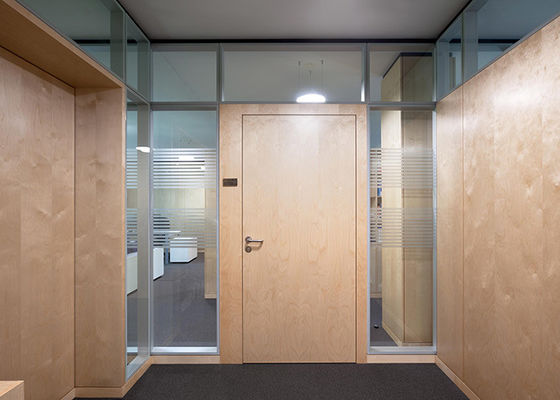 Pre Fabricated Solid Wood Partition Panel Office Partition Wall Systems 108mm