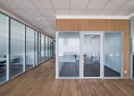 108mm Framed 5+5mm Double Glass Partition Wall Pre-assemble Easy Install Heightening Solid Panel + Glass
