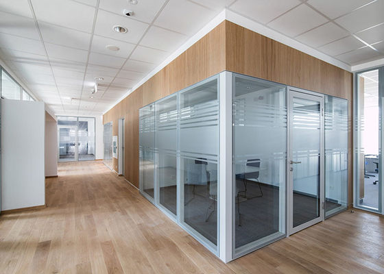 108mm Framed 5+5mm Double Glass Partition Wall Pre-assemble Easy Install Heightening Solid Panel + Glass