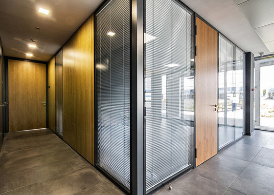 Privacy glass room diviver office divider wall with door and all fixing Ironmongery with blind