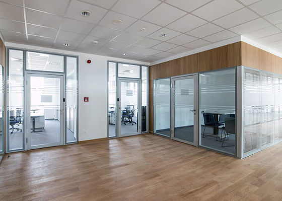 108mm Series Quality Aluminum Frame Double Glass Easy Assemble With Framed White Color Glass Partition Wall