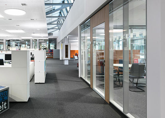 Slim Hidden Frame Aluminum Partition Wall Glass Office Partition Systems With Door