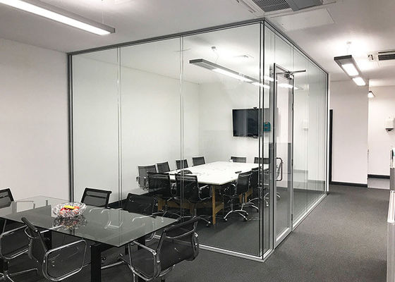 Glazed Partition Wall With European Design Double Glass Soundproof Wall Frameless Full View