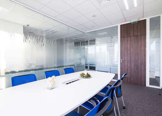 Glazed Partition Wall With European Design Double Glass Soundproof Wall Frameless Full View