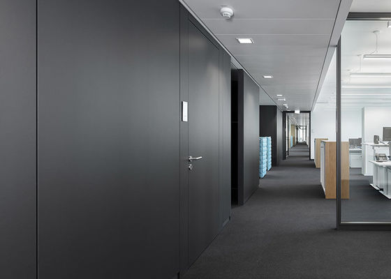 Sturdy Glass Partition Aluminum Frame Disassembled Available Solid Partition Wall With Wood Door