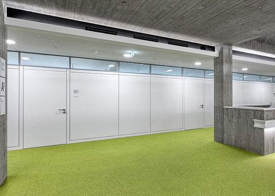 Sturdy Glass Partition Aluminum Frame Disassembled Available Solid Partition Wall With Wood Door