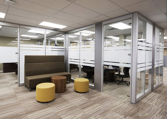Square Meters Size Glass Partition Wall System Single Glazed Framed Customized White Frame For Office Home Public Place