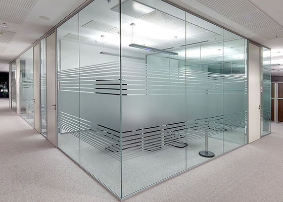 Double-glass Louver Partition Flexible Sound Proof With Post Logo Drawing Privacy Glass Partition Wall