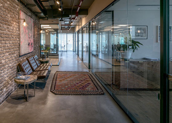 Panoramic Single-glass Partition Full Glass With Special High Quality Connect Glue 108mm Aluminum Frame Single Layer