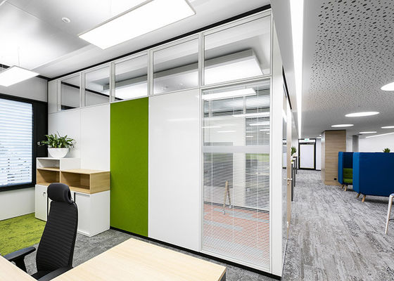 Glass office Partition Walls with Framed Glazed wall sound acoustic double layer profile