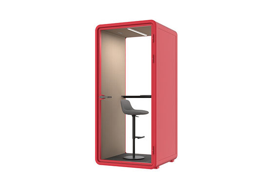 Self-sufficient Individuals Office Phone Booth For Calling For Working Orange Office Pods Seat With Ventilation