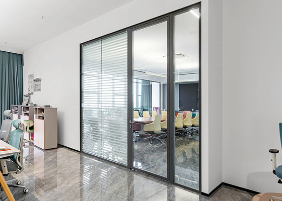 Enhanced Soundproofing And Thermal Insulation Partition Wall Indoor With White Black Frame Clear Glass