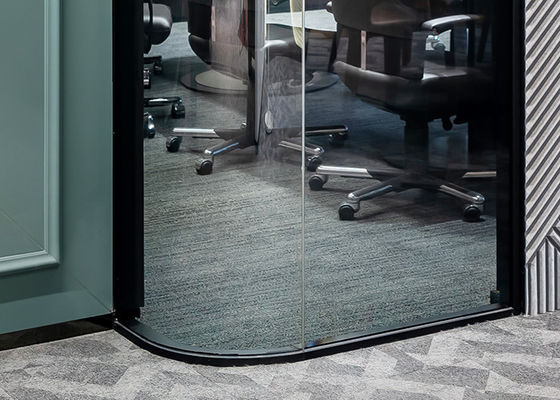 Curved glass partition wall L shape space double glass acoustic frameless style with switch panel