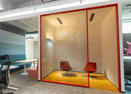 High obstruction office partition wall Modular single Glazing customized size meeting room office space