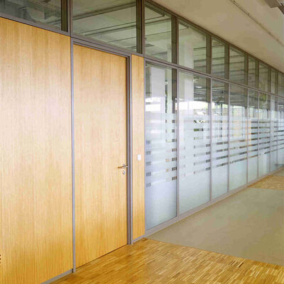 Half Glass Wall Partition Top Wooden Bottom Office Wall Partition