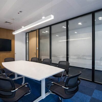 Interior Glass Wall System Room Divider Aluminium Partition Wall with Built-in Door