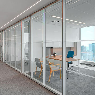 Office Glass Wall Partition Modern Space Design Aluminium Framed Modular Wall Glass Partition Glazed Office Screens