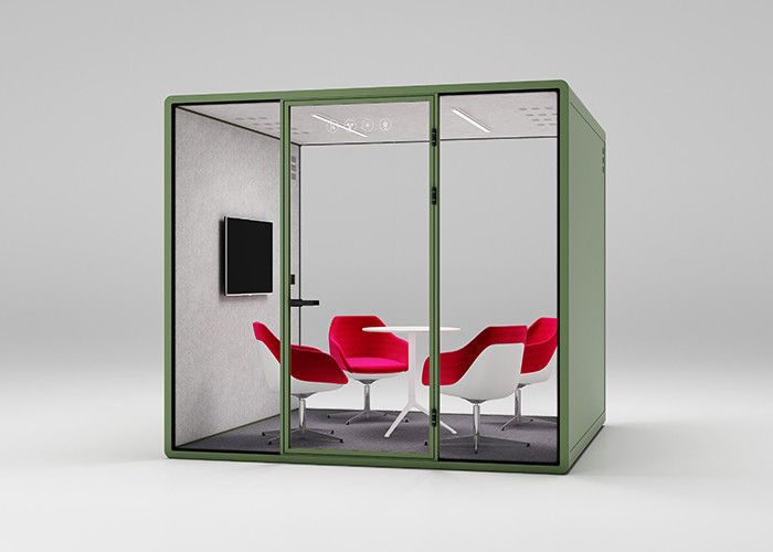 Tempered Glass Private Office Booth Hidden Frame Sound Insulation Booth