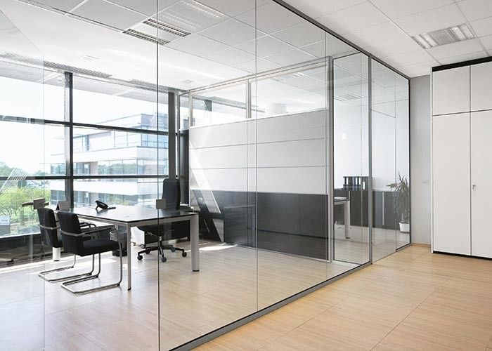 Clear Full Vew Office Glass Wall Systems Vertical Glass Demountable Partitions