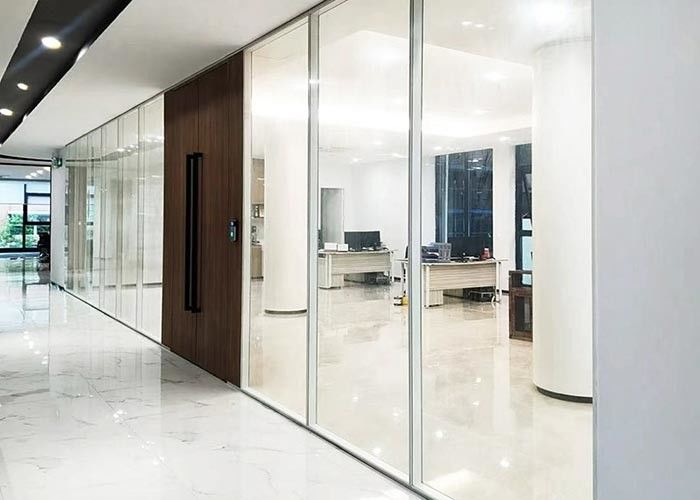 79mm Aluminum Tempered Single Or Double Glass Hard 3mm Profile Clear Frame Glass Partitions