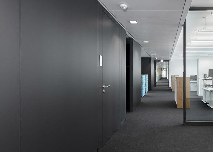 Sturdy Glass Partition Aluminum Frame Disassembled Available Solid Partition Wall With Wood Door
