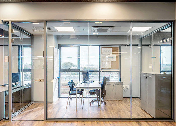 Isolate Noise 45+-db Partition Wall With Door Self Closer Health Double Glass Demountable