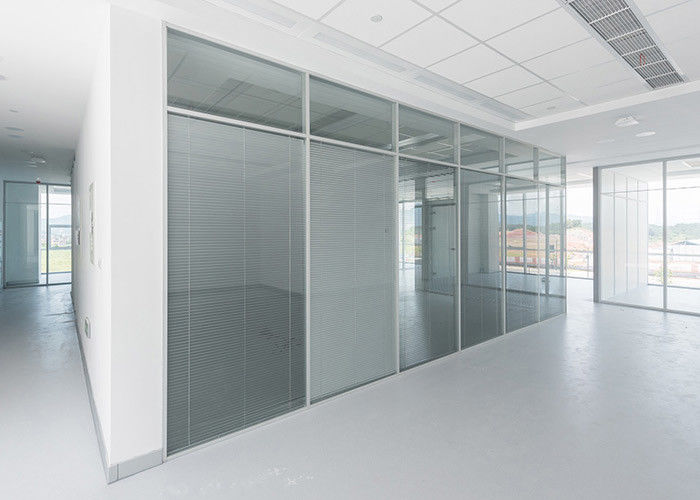 Bright tempered glass 108mm thickness Aluminum frame for office meeting room
