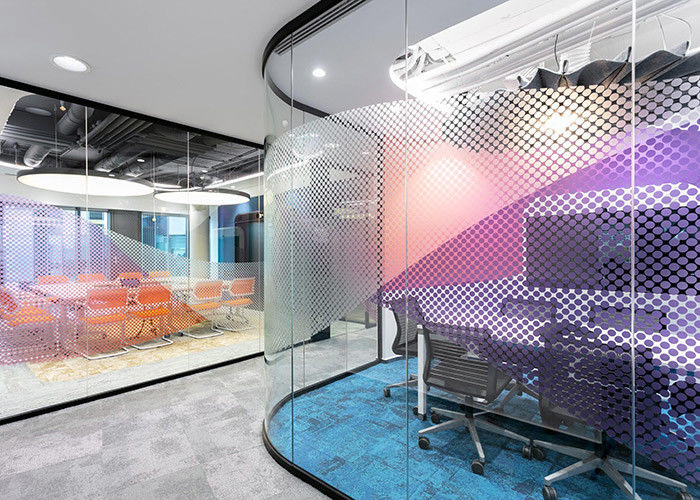 Double-glass Louver Partition Flexible Sound Proof With Post Logo Drawing Privacy Glass Partition Wall
