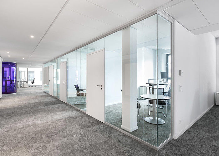 Office Frameless Glass Partition Wall Single Double Glass Partition Wall Soundproof