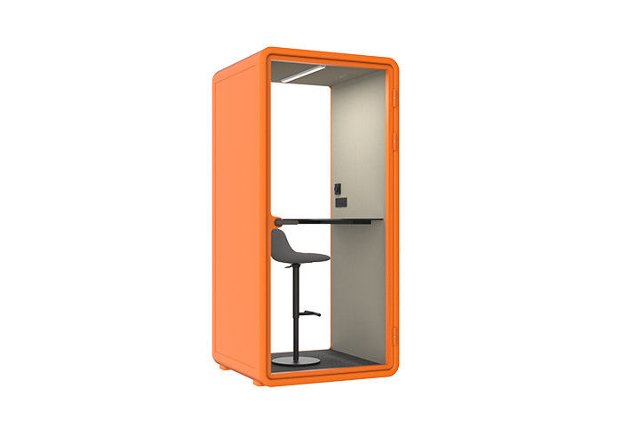 Self-sufficient Individuals Office Phone Booth For Calling For Working Orange Office Pods Seat With Ventilation