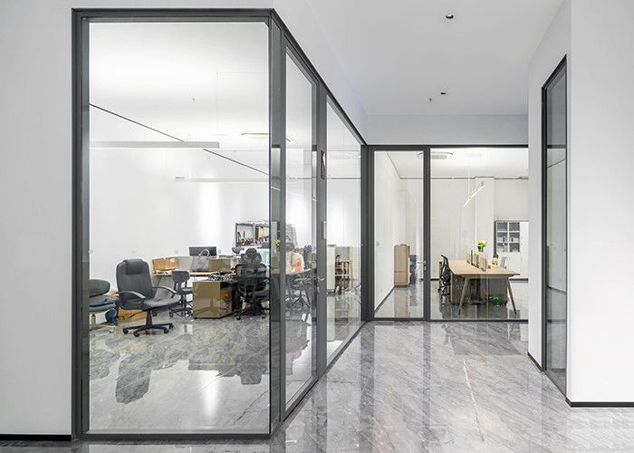 Framed Glass Partition Wall Vertical Full View Interior Glass Partition Wall With Aluminum Frame