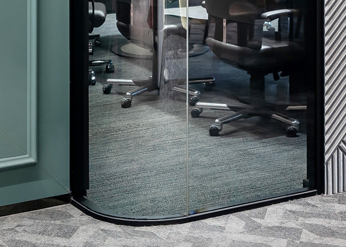 Curved glass partition wall L shape space double glass acoustic frameless style with switch panel