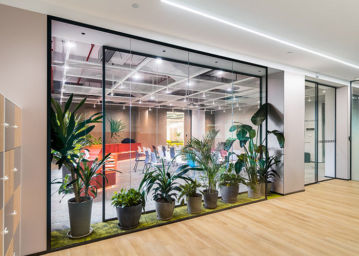 High obstruction office partition wall Modular single Glazing customized size meeting room office space